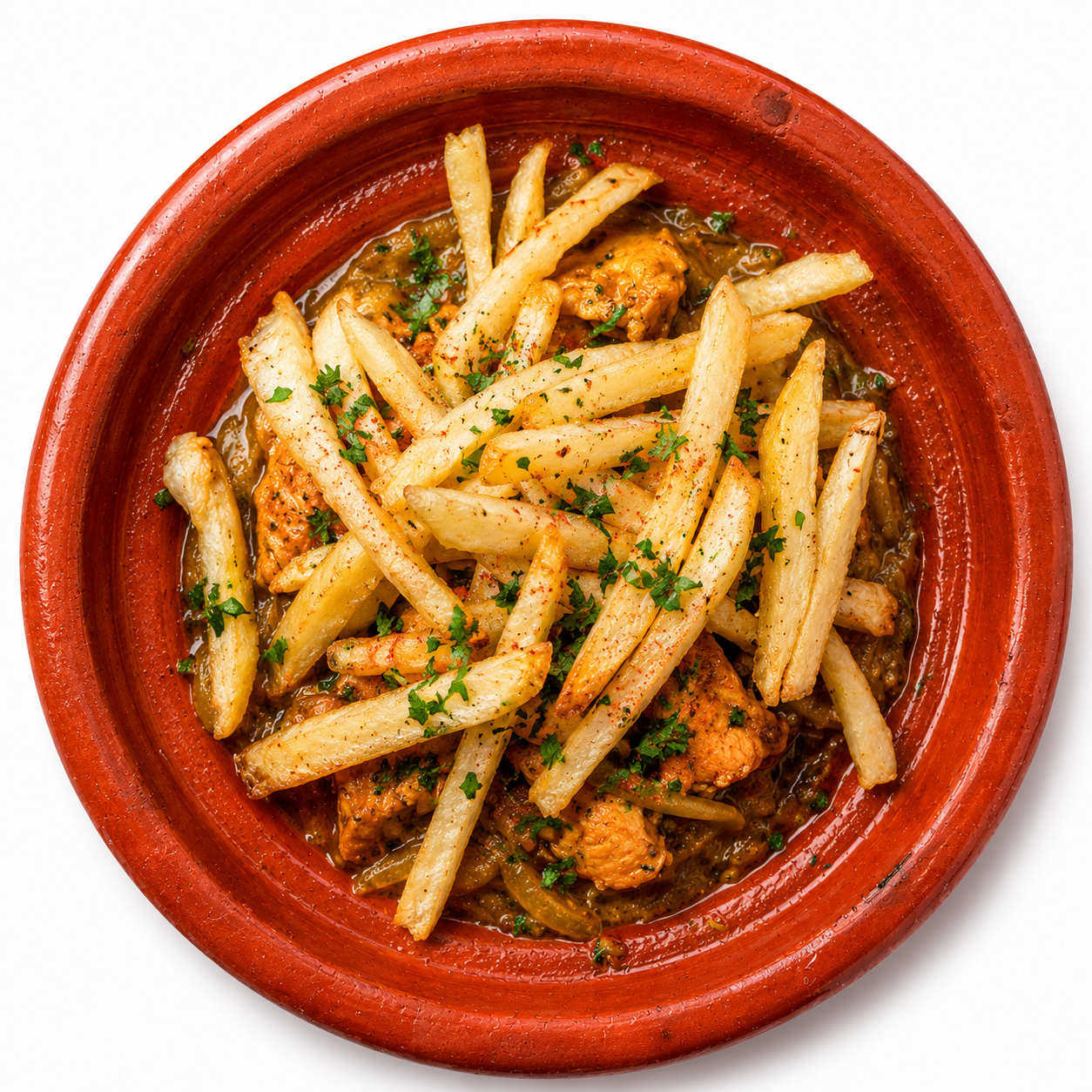 Tajine poulet frites marocain à Marrakech