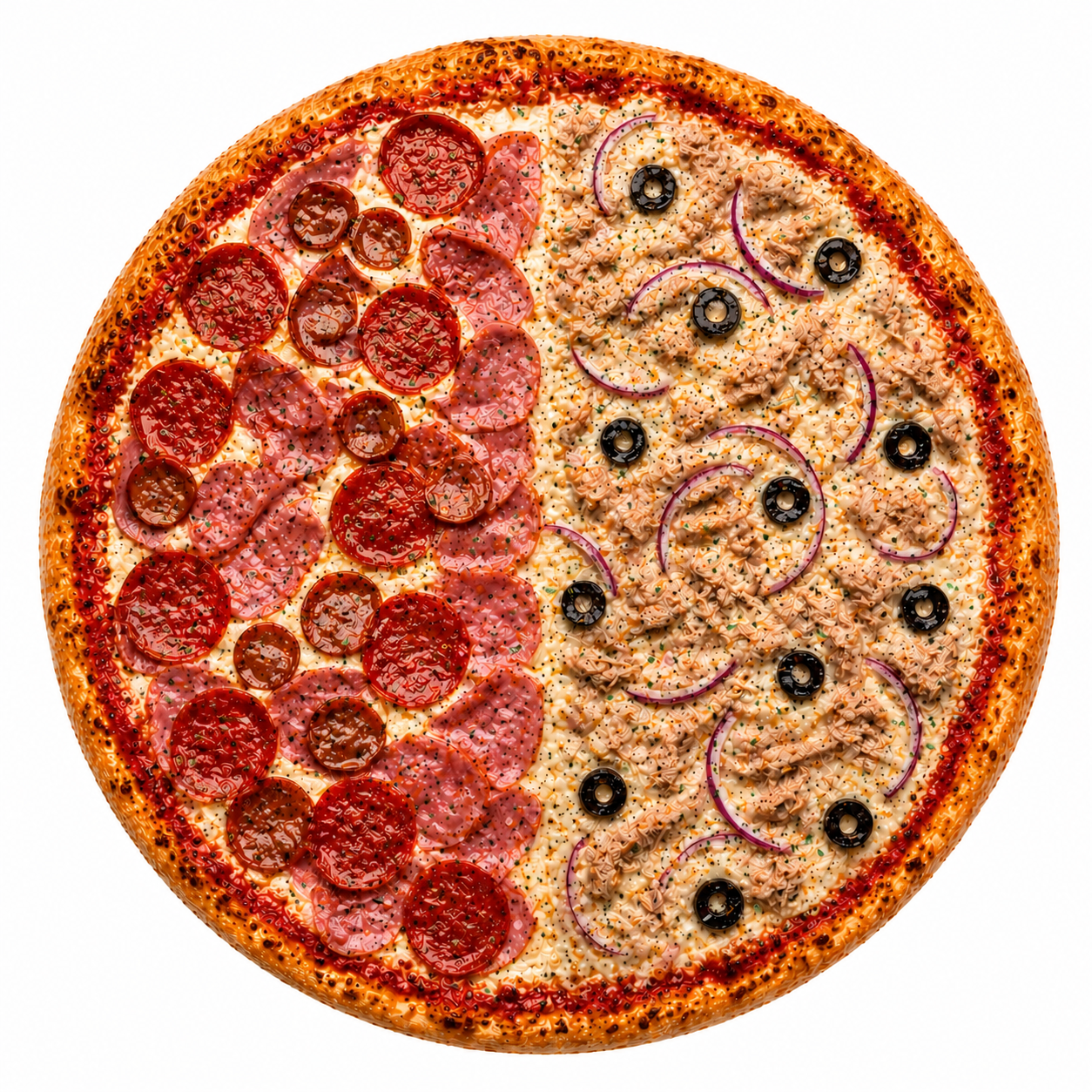 Pizza moitié-moitié au choix
