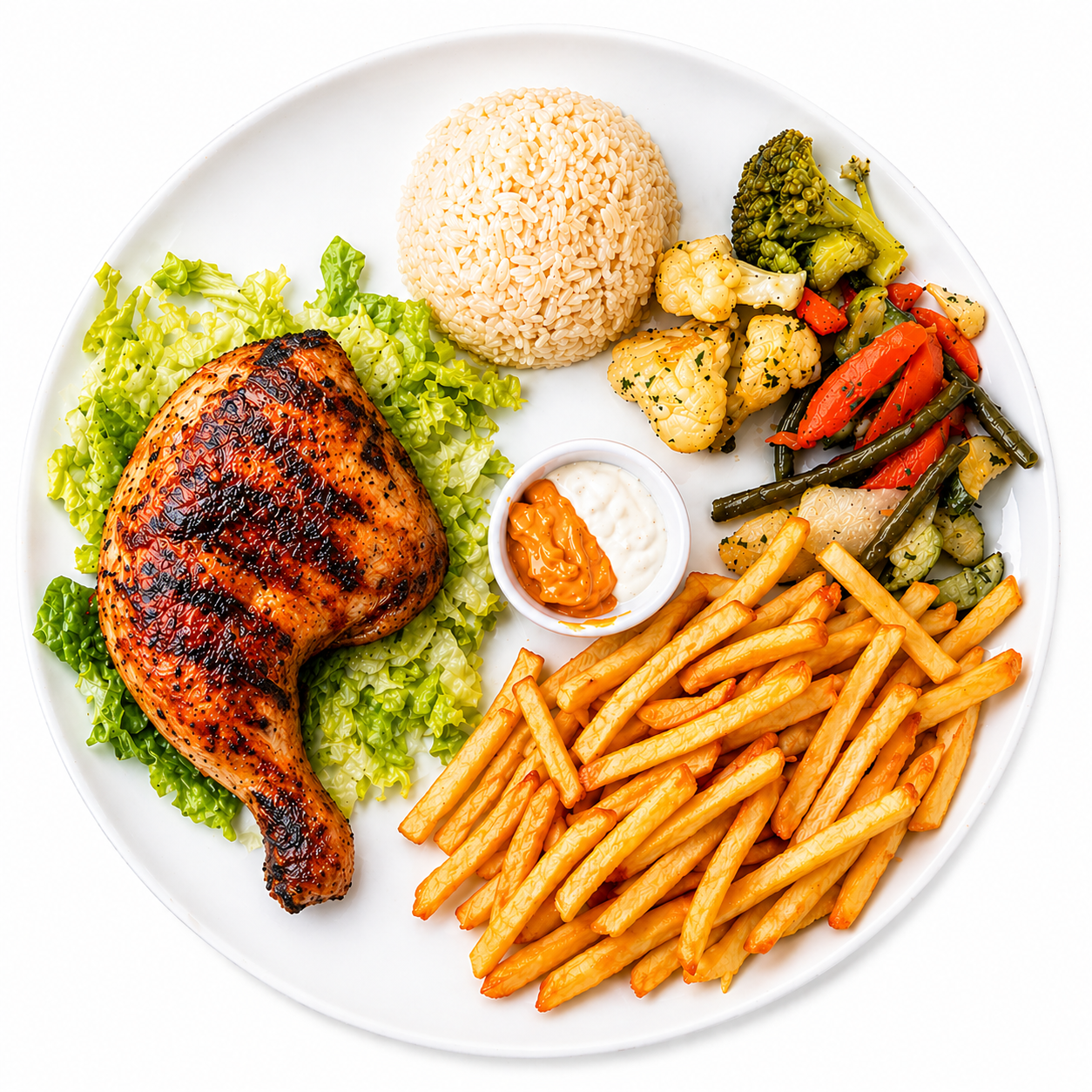 Poulet Grillé + Riz ou Frites