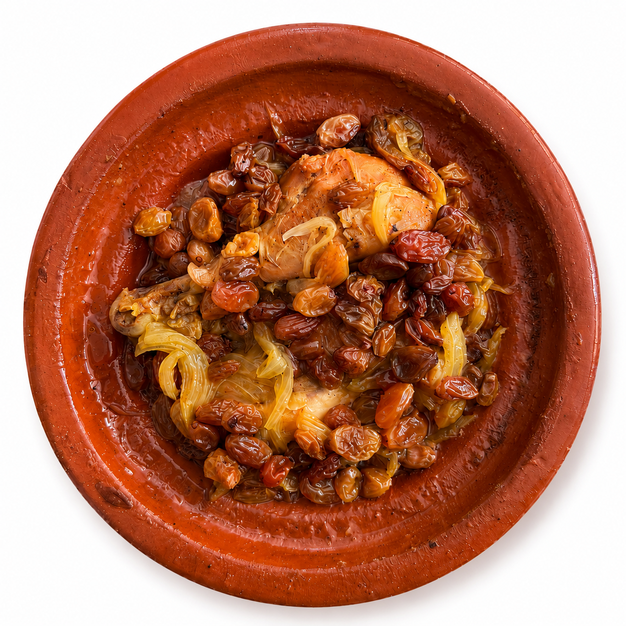 Tajine poulet et raisins marocain servi à Marrakech